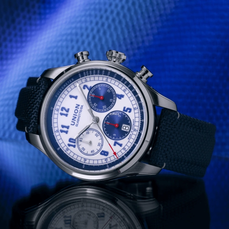 UNION,BELISAR 44mm,44mm,Stainless Steel,White,Automatic,Chronograph,Day,D009,D009.427.18.012.00