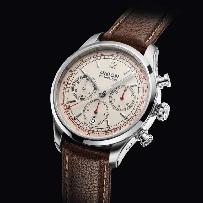 UNION,BELISAR 44mm,44mm,Stainless Steel,Cream,Automatic,Chronograph,Day,D009,D009.427.16.267.02