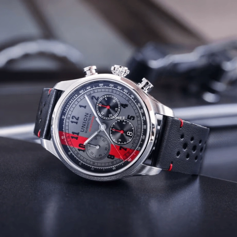 UNION,BELISAR 44mm,44mm,Stainless Steel,Grey,Red,Automatic,Chronograph,Day,D009,D009.427.16.082.09