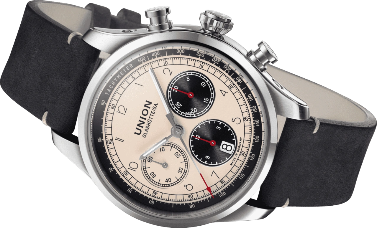 UNION,BELISAR 44mm,44mm,Stainless Steel,Cream,Automatic,Chronograph,Day,D009,D009.427.16.262.02