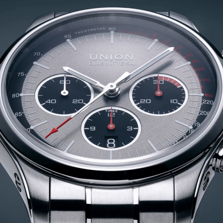 UNION,BELISAR 44mm,44mm,Stainless Steel,Black,Grey,Automatic,Chronograph,Day,D009,D009.427.11.082.00