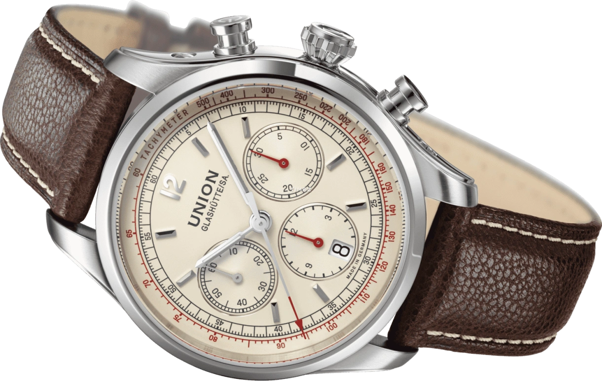 UNION,BELISAR 44mm,44mm,Stainless Steel,Cream,Automatic,Chronograph,Day,D009,D009.427.16.267.02