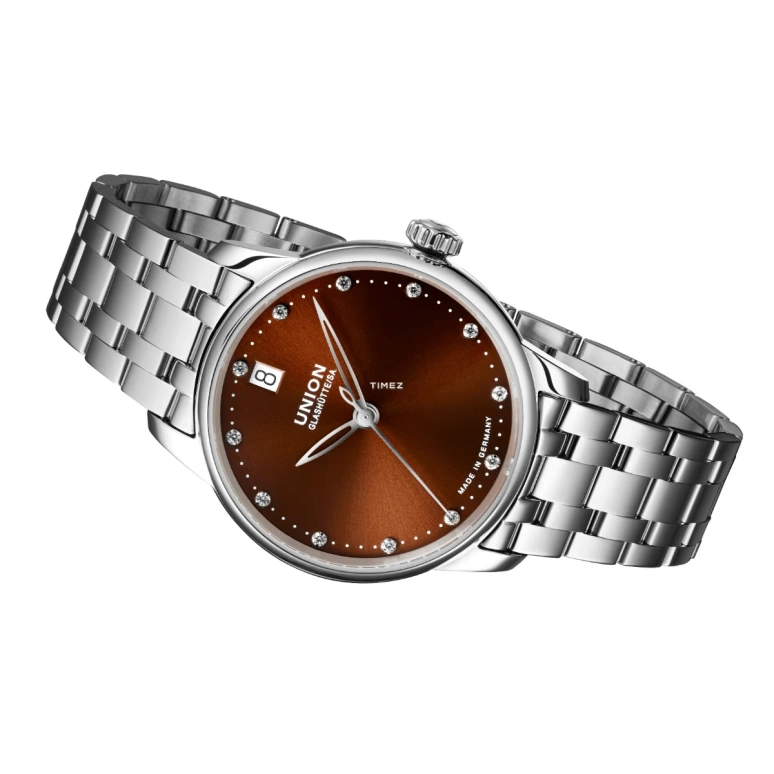 UNION,SERIS 33mm,33mm,Stainless Steel,Brown,Automatic,Day,60hours,D013,D013.207.11.296.00