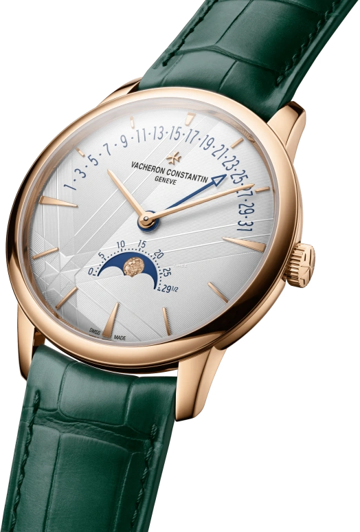 Vacheron Constantin,Patrimony 42.50mm,42.50mm,Pink Gold,Silver,Automatic,Moonphase,Day,Retrograde,4010U,4010U/000R-H117