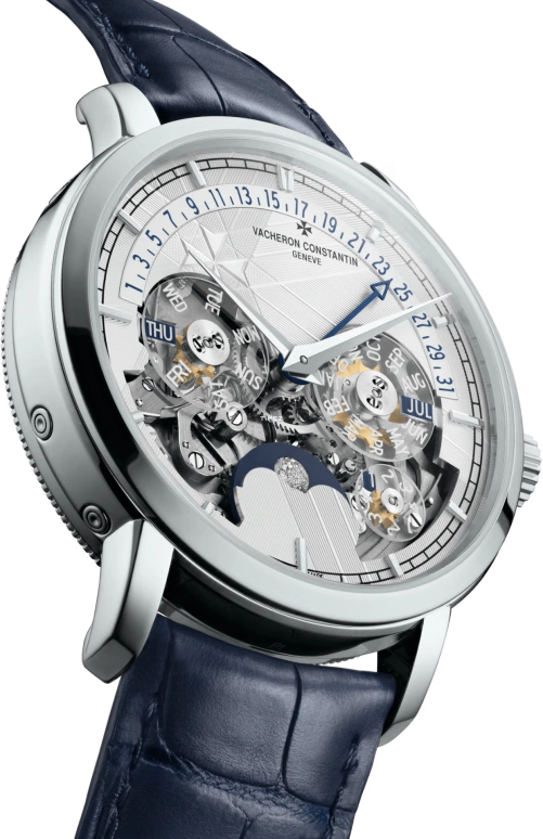 Vacheron Constantin,Traditionnelle 41mm,41mm,Platinum,Silver,See-through,Automatic,Moonphase,Perpetual Calendar,Month,Date,40hours,In-house Caliber,4030T,4030T/000P-H054