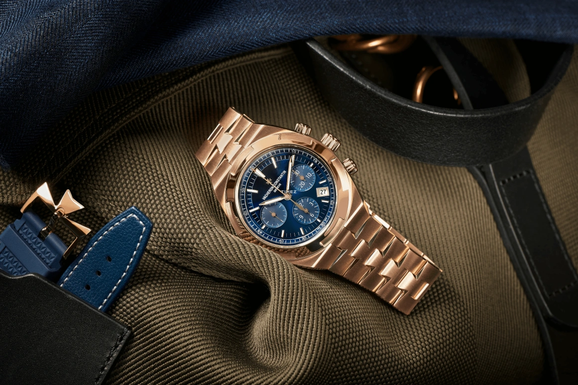 Vacheron Constantin,Overseas 42.50mm,42.50mm,Rose Gold,Pink Gold,Blue,Automatic,Chronograph,Day,5520V,5520V/210R-B952