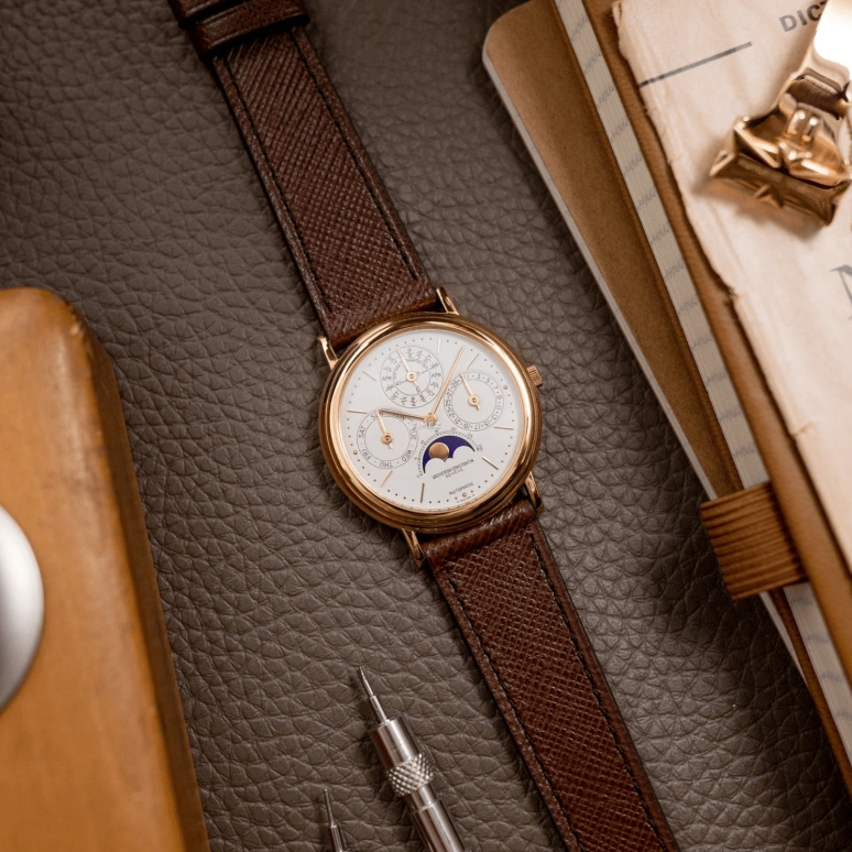 Vacheron Constantin,Patrimony 36mm,36mm,Yellow Gold,White,Automatic,Moonphase,Perpetual Calendar,Leap Year,Month,31hours,In-house Caliber,43031,43031/000J-0223