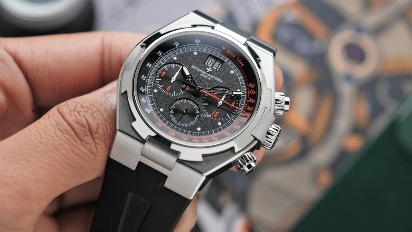 Vacheron Constantin,Overseas 42mm,42mm,Stainless Steel,Black,Automatic,Chronograph,Day,49150,49150/000A-9337