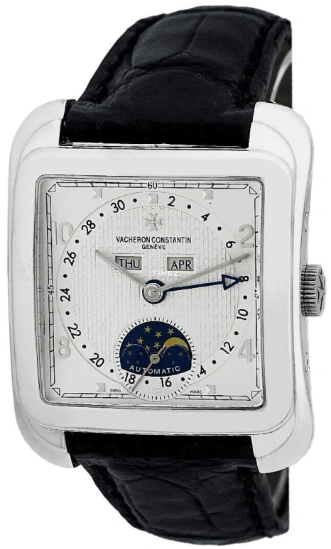 Vacheron Constantin,Historiques 35.70x43.10mm,35.70x43.10mm,White Gold,Silver White,Automatic,Moonphase,Month,Date,Day,In-house Caliber,Sapphire,Crystal Glass,47300,47300/000G-9064