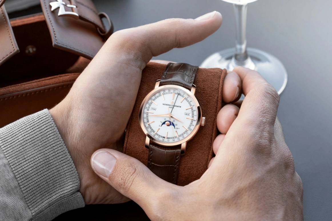 Vacheron Constantin,Traditionnelle 41mm,41mm,Pink Gold,Silver,Automatic,Moonphase,Month,Date,Day,43hours,In-house Caliber,4010T,4010T/000R-B344