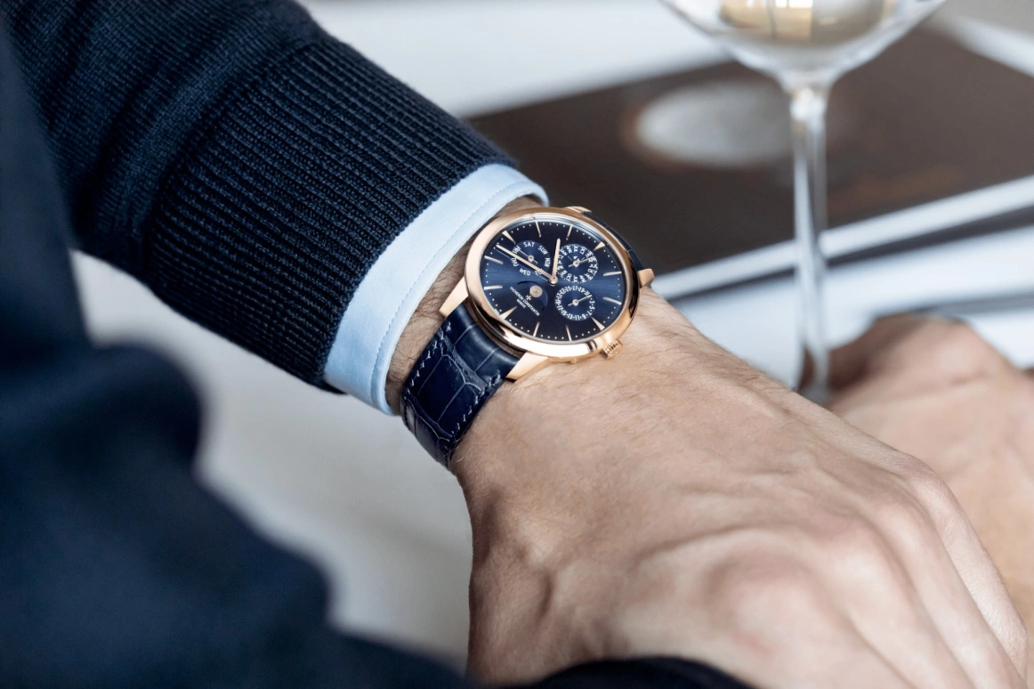 Vacheron Constantin,Patrimony 41mm,41mm,Pink Gold,Blue,Automatic,Moonphase,Perpetual Calendar,Leap Year,Month,40hours,In-house Caliber,43175,43175/000R-B519