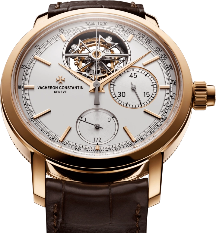 Vacheron Constantin,Traditionnelle 42.50mm,42.50mm,Pink Gold,Silver,Handwound,Chronograph,Monopoussoir,Power Reserve Indicator,Tourbillon Escapement,65hours,In-house Caliber,5100T,5100T/000R-B623