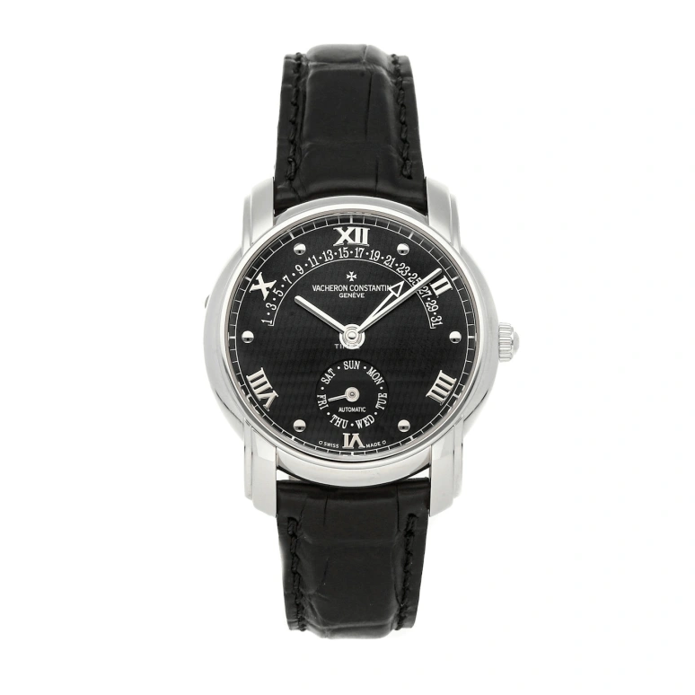 Vacheron Constantin,Patrimony 38mm,38mm,White Gold,Black,Automatic,Date,Day,Retrograde,47245,47245/000P-8789