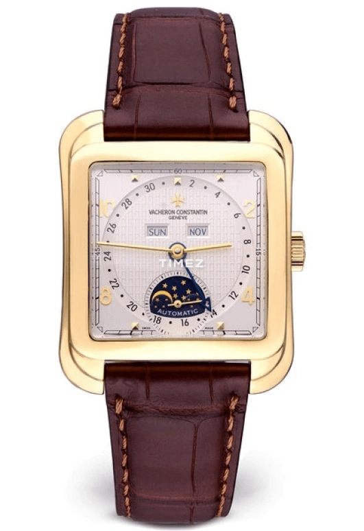 Vacheron Constantin,Historiques 35.70x41mm,35.70x41mm,Yellow Gold,Silver White,Automatic,Moonphase,Month,Date,Day,In-house Caliber,Sapphire,Crystal Glass,47300,47300/000J-9065