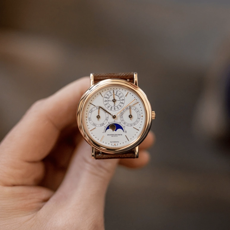 Vacheron Constantin,Patrimony 36mm,36mm,Yellow Gold,White,Automatic,Moonphase,Perpetual Calendar,Leap Year,Month,31hours,In-house Caliber,43031,43031/000J-0223