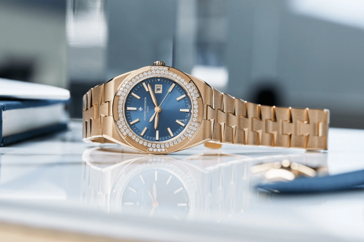 Vacheron Constantin,Overseas 33mm,33mm,Pink Gold,Blue,Quartz,Day,74hours,1225V,1225V/200R-H015