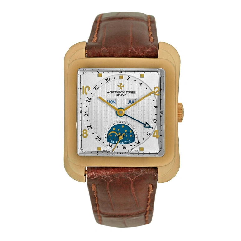 Vacheron Constantin,Historiques 35.70x41mm,35.70x41mm,Yellow Gold,Silver White,Automatic,Moonphase,Month,Date,Day,In-house Caliber,Sapphire,Crystal Glass,47300,47300/000J-9065