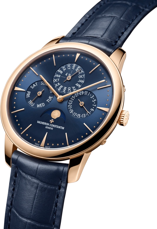Vacheron Constantin,Patrimony 41mm,41mm,Pink Gold,Blue,Automatic,Moonphase,Perpetual Calendar,Leap Year,Month,40hours,In-house Caliber,43175,43175/000R-B519