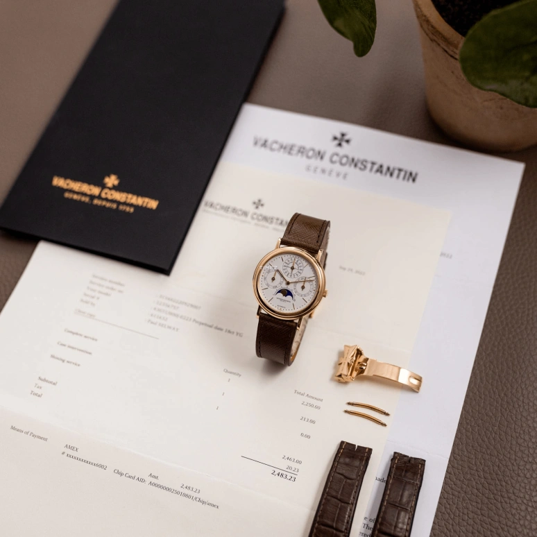 Vacheron Constantin,Patrimony 36mm,36mm,Yellow Gold,White,Automatic,Moonphase,Perpetual Calendar,Leap Year,Month,31hours,In-house Caliber,43031,43031/000J-0223