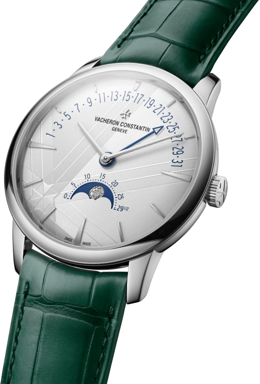 Vacheron Constantin,Patrimony 42.50mm,42.50mm,White Gold,Silver,Automatic,Moonphase,Day,Retrograde,4010U,4010U/000G-H057