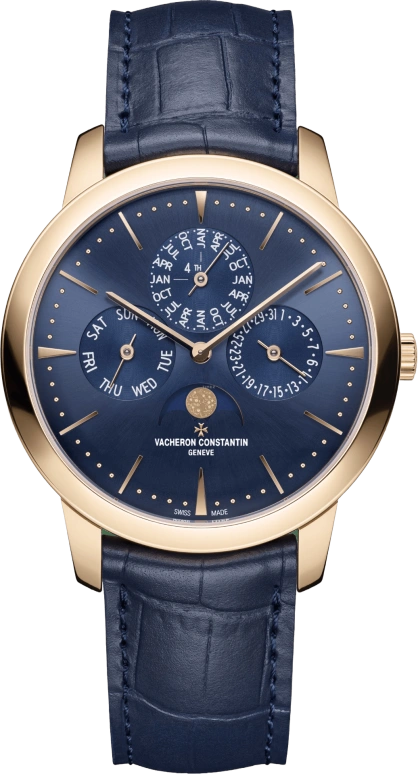 Vacheron Constantin,Patrimony 41mm,41mm,Pink Gold,Blue,Automatic,Moonphase,Perpetual Calendar,Leap Year,Month,40hours,In-house Caliber,43175,43175/000R-B519