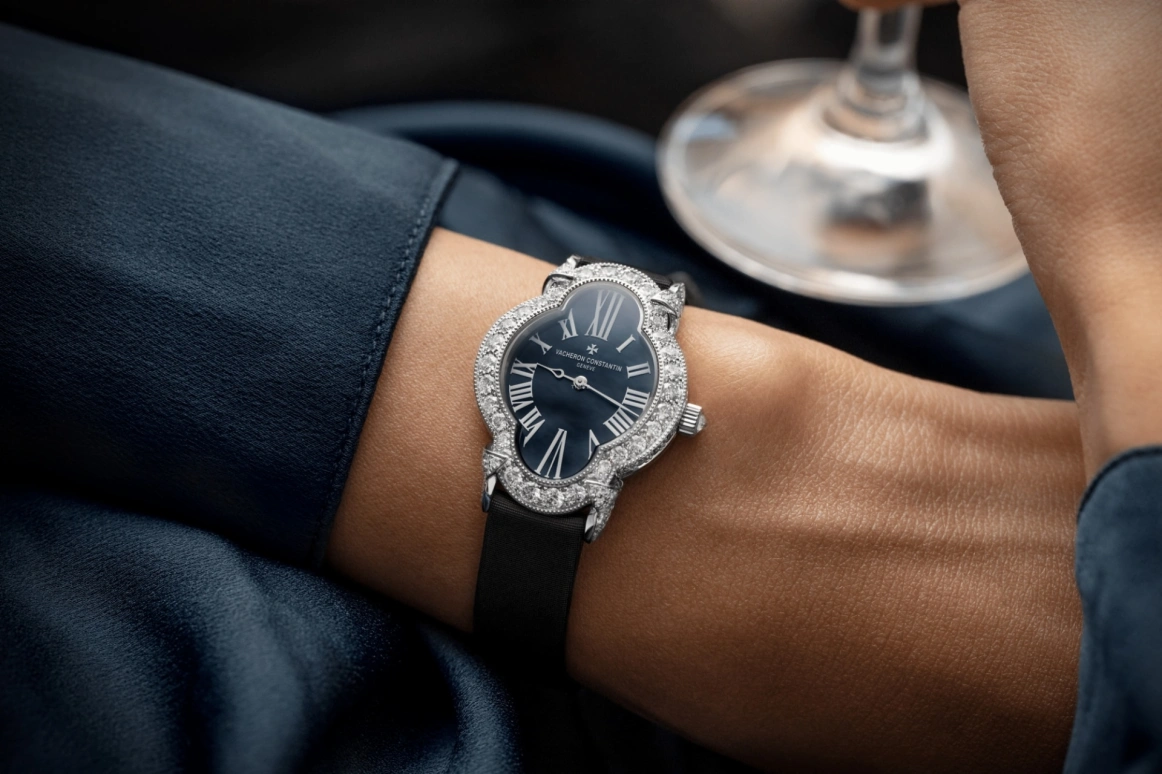 Vacheron Constantin,Heures Créatives 26.50x36.20mm,26.50x36.20mm,White Gold,Black,Handwound,40hours,In-house Caliber,37640,37640/000G-B659