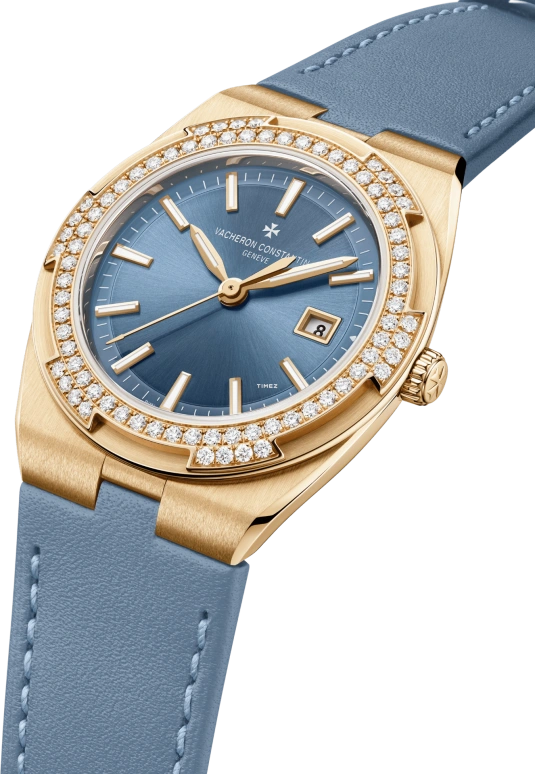 Vacheron Constantin,Overseas 33mm,33mm,Pink Gold,Blue,Quartz,Day,74hours,1225V,1225V/200R-H015