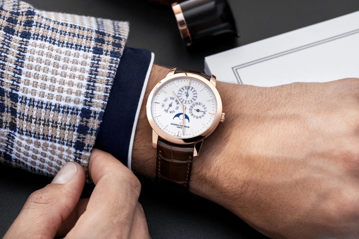 Vacheron Constantin,Patrimony 41mm,41mm,Pink Gold,Silver,Automatic,Moonphase,Perpetual Calendar,Leap Year,Month,40hours,In-house Caliber,43175,43175/000R-9687