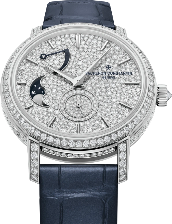 Vacheron Constantin,Traditionnelle 37.50mm,37.50mm,White Gold,Silver,Handwound,Moonphase,Power Reserve Indicator,7006T,7006T/000G-B913