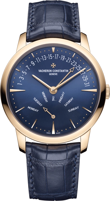 Vacheron Constantin,Patrimony 42.50mm,42.50mm,Pink Gold,Blue,Automatic,Date,Day,Simu Liu,4000U,4000U/000R-B516