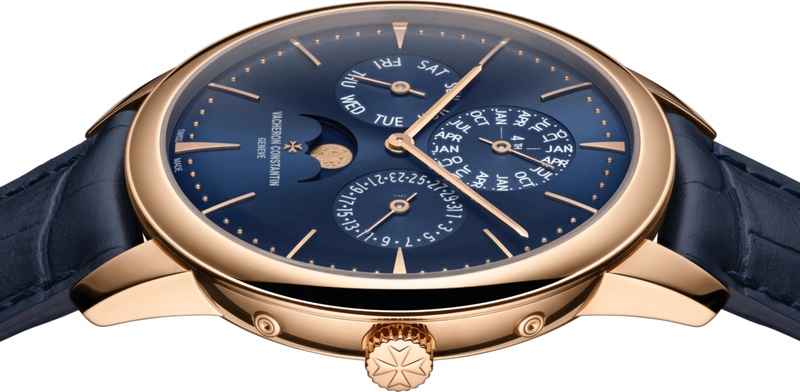Vacheron Constantin,Patrimony 41mm,41mm,Pink Gold,Blue,Automatic,Moonphase,Perpetual Calendar,Leap Year,Month,40hours,In-house Caliber,43175,43175/000R-B519