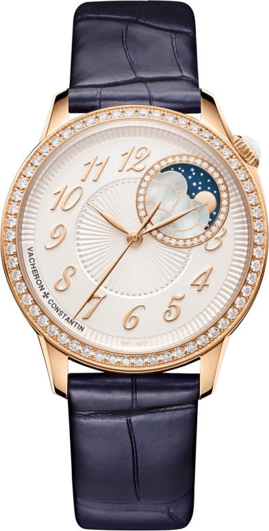 Vacheron Constantin,Égérie 37mm,37mm,Pink Gold,Silver,Automatic,Moonphase,40hours,8005F,8005F/000R-B498