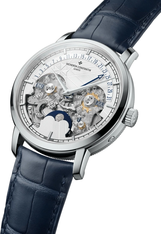 Vacheron Constantin,Traditionnelle 41mm,41mm,Platinum,Silver,See-through,Automatic,Moonphase,Perpetual Calendar,Month,Date,40hours,In-house Caliber,4030T,4030T/000P-H054