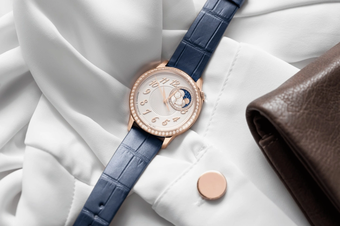 Vacheron Constantin,Égérie 37mm,37mm,Pink Gold,Silver,Automatic,Moonphase,40hours,8005F,8005F/000R-B498