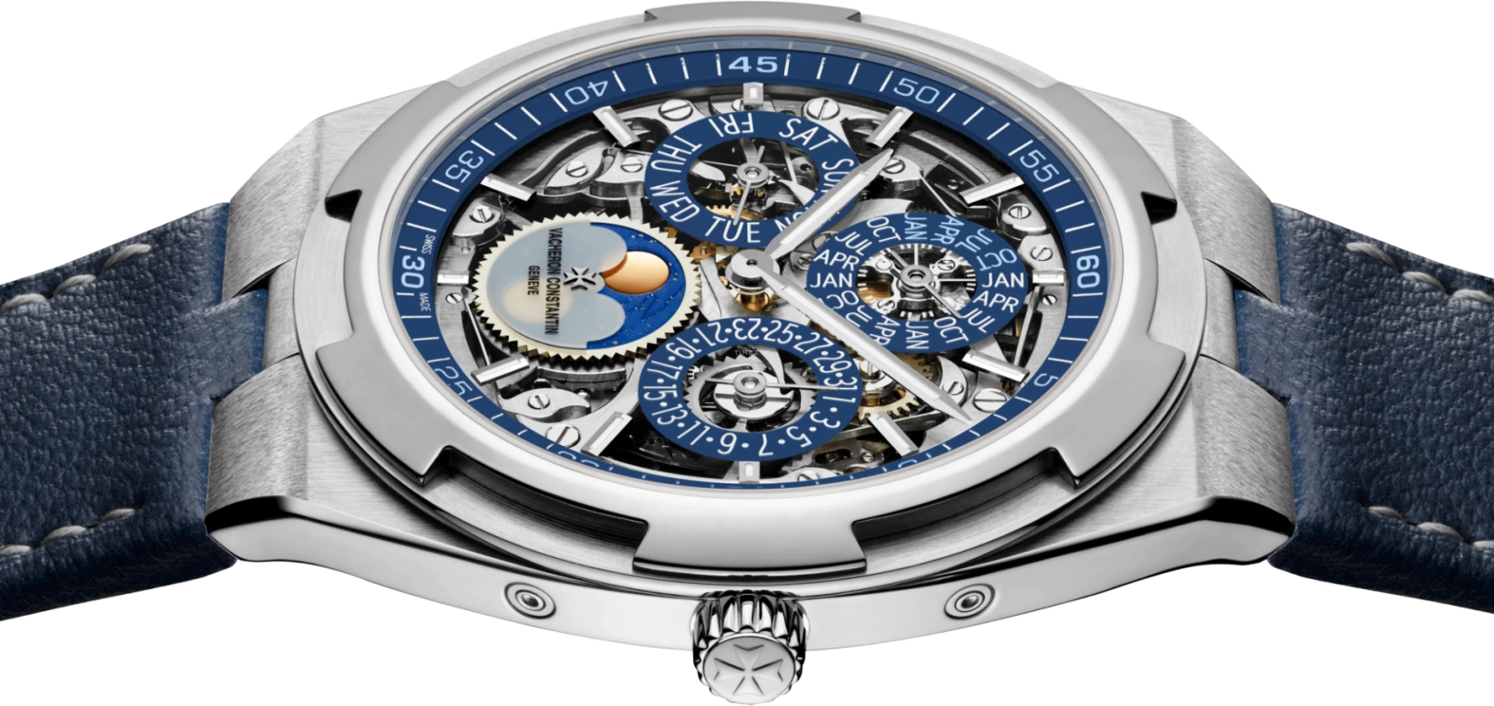 Vacheron Constantin,Overseas 41.50mm,41.50mm,White Gold,Skeleton,Automatic,Moonphase,Perpetual Calendar,Leap Year,Month,40hours,In-house Caliber,4300V,4300V/120G-B946