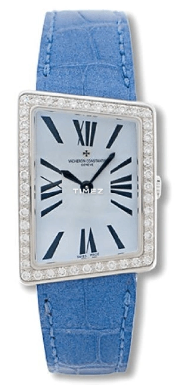 Vacheron Constantin,1972 23.40x33mm,23.40x33mm,White Gold,Blue,Quartz,In-house Caliber,Sapphire,Crystal Glass,25520,25520/000G-8995