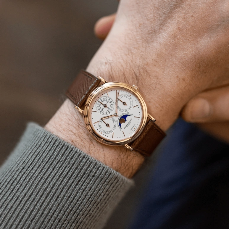 Vacheron Constantin,Patrimony 36mm,36mm,Yellow Gold,White,Automatic,Moonphase,Perpetual Calendar,Leap Year,Month,31hours,In-house Caliber,43031,43031/000J-0223