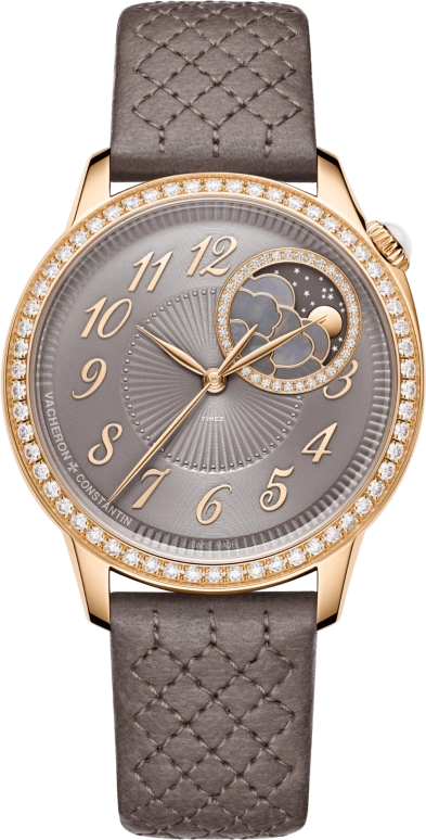 Vacheron Constantin,Égérie 37mm,37mm,Pink Gold,Red Gold,Brown,Automatic,Moonphase,Sapphire,8005F,8005F/000R-B958