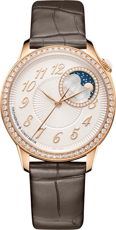Vacheron Constantin,Égérie 37mm,37mm,Pink Gold,Silver,Automatic,Moonphase,40hours,8005F,8005F/000R-B498