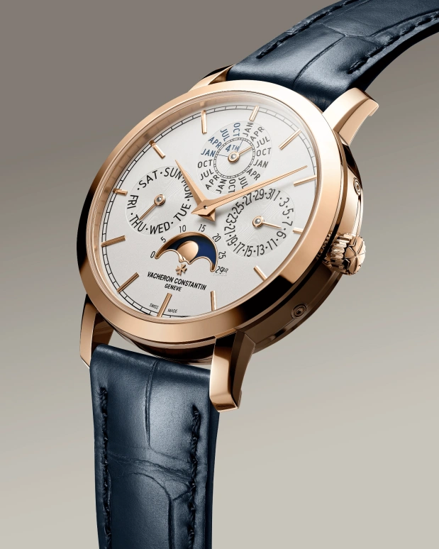 Vacheron Constantin,Traditionnelle 36.50mm,36.50mm,Pink Gold,Silver,Automatic,Moonphase,Perpetual Calendar,Leap Year,Month,40hours,In-house Caliber,4300T,4300T/000R-H107