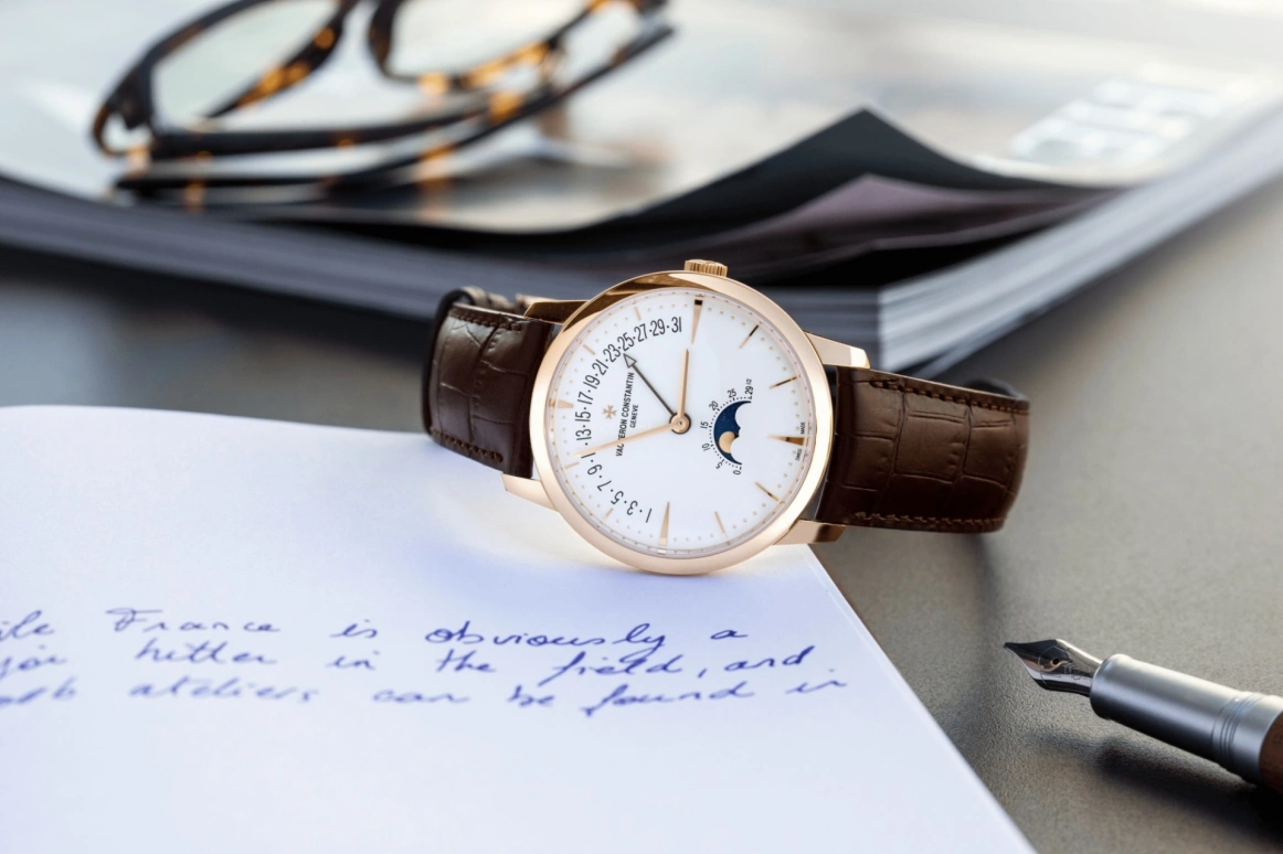 Vacheron Constantin,Patrimony 42.50mm,42.50mm,Pink Gold,Silver,Automatic,Moonphase,Day,Retrograde,4010U,4010U/000R-B329