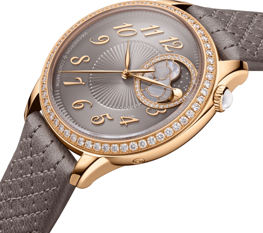 Vacheron Constantin,Égérie 37mm,37mm,Pink Gold,Red Gold,Brown,Automatic,Moonphase,Sapphire,8005F,8005F/000R-B958