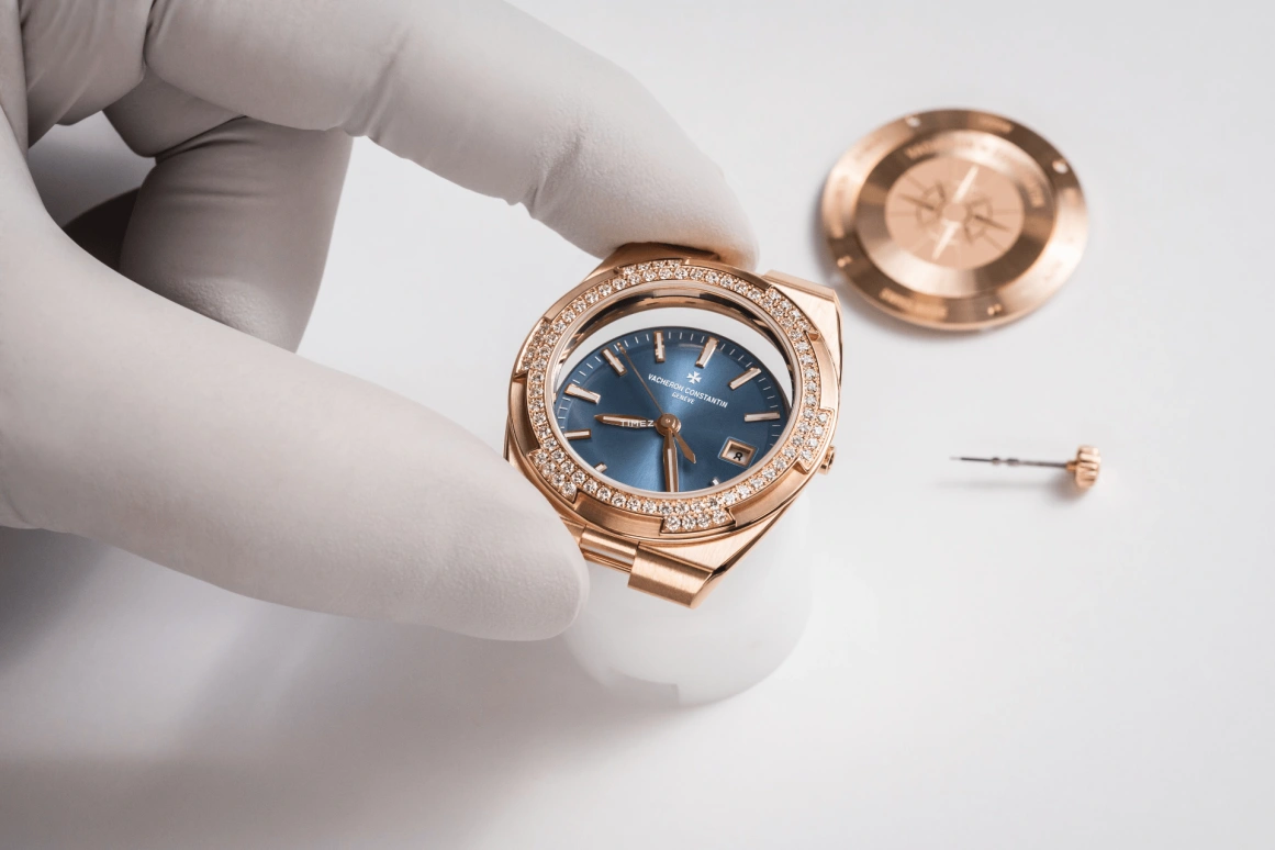 Vacheron Constantin,Overseas 33mm,33mm,Pink Gold,Blue,Quartz,Day,74hours,1225V,1225V/200R-H015
