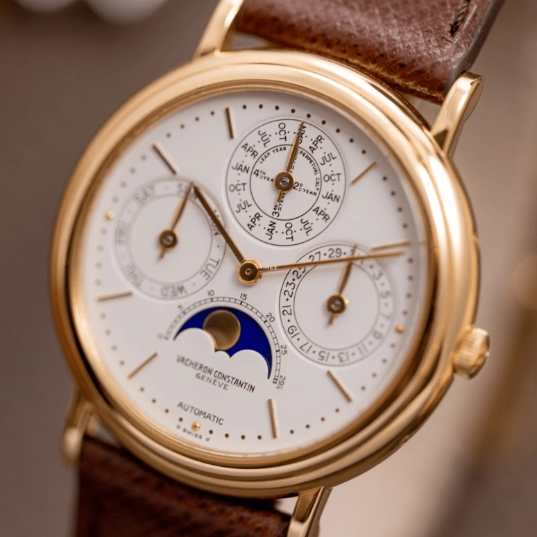 Vacheron Constantin,Patrimony 36mm,36mm,Yellow Gold,White,Automatic,Moonphase,Perpetual Calendar,Leap Year,Month,31hours,In-house Caliber,43031,43031/000J-0223