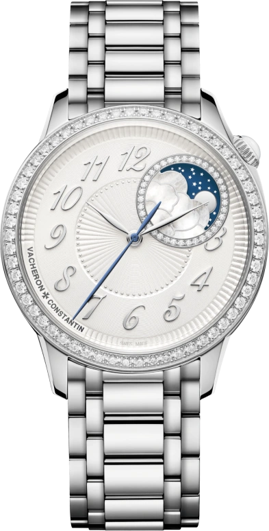 Vacheron Constantin,Égérie 37mm,37mm,Stainless Steel,Silver,Automatic,Moonphase,40hours,8005F,8005F/120A-B497