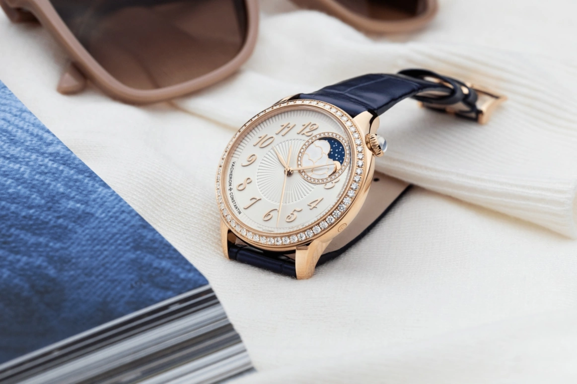 Vacheron Constantin,Égérie 37mm,37mm,Pink Gold,Silver,Automatic,Moonphase,40hours,8005F,8005F/000R-B498