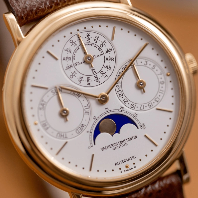 Vacheron Constantin,Patrimony 36mm,36mm,Yellow Gold,White,Automatic,Moonphase,Perpetual Calendar,Leap Year,Month,31hours,In-house Caliber,43031,43031/000J-0223