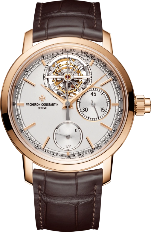 Vacheron Constantin,Traditionnelle 42.50mm,42.50mm,Pink Gold,Silver,Handwound,Chronograph,Monopoussoir,Power Reserve Indicator,Tourbillon Escapement,65hours,In-house Caliber,5100T,5100T/000R-B623