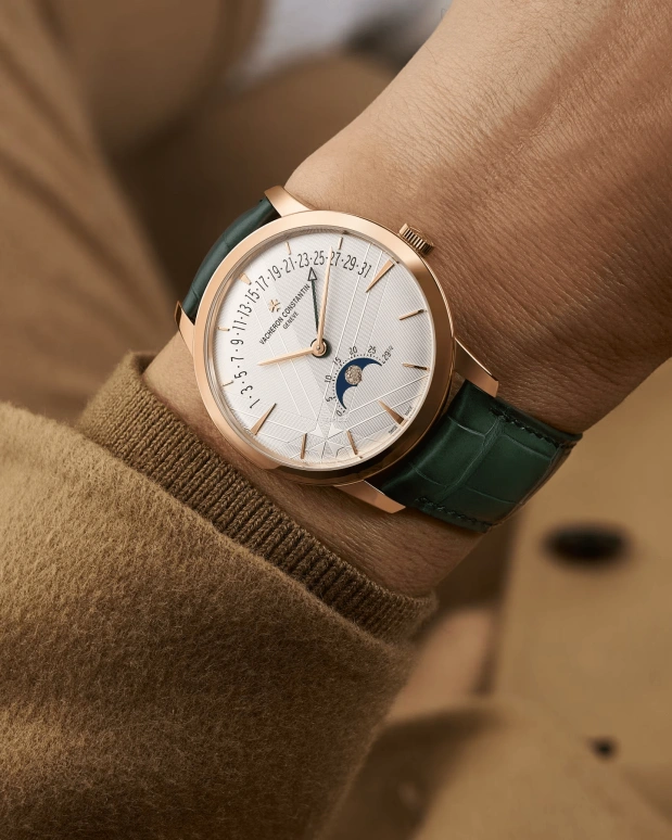 Vacheron Constantin,Patrimony 42.50mm,42.50mm,Pink Gold,Silver,Automatic,Moonphase,Day,Retrograde,4010U,4010U/000R-H117