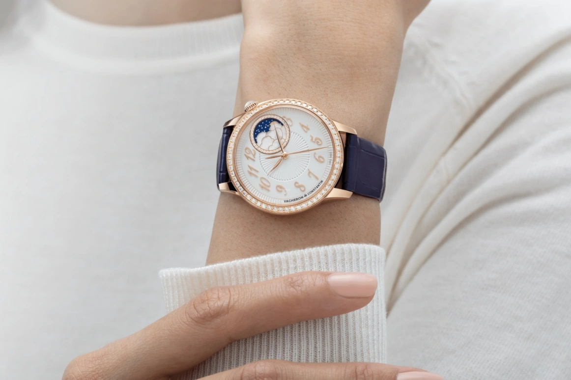 Vacheron Constantin,Égérie 37mm,37mm,Pink Gold,Silver,Automatic,Moonphase,40hours,8005F,8005F/000R-B498